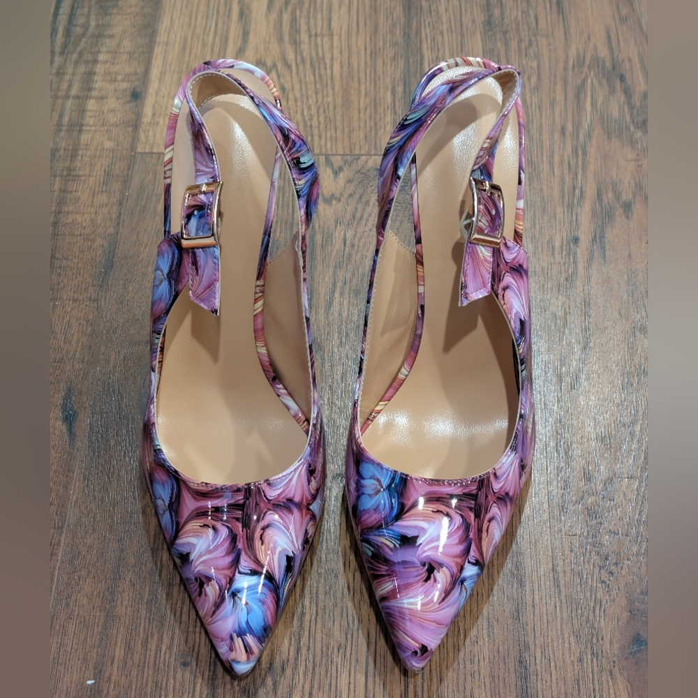 Barbiecore Pink Purple Swirl Chunky Heels